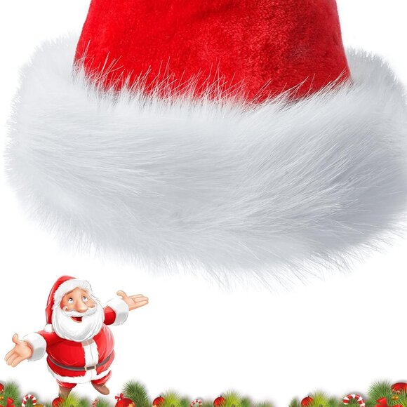 Women Red Velvet Extra Thicken Xmas Hat for New Year Festive Holiday Party main image 5